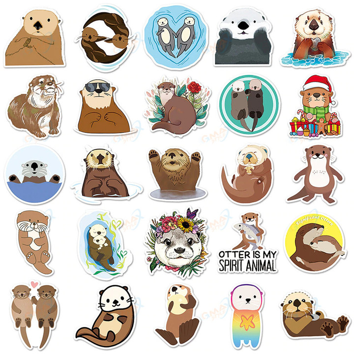 10/30/50pcs Cute Cartoon Otter Stickers