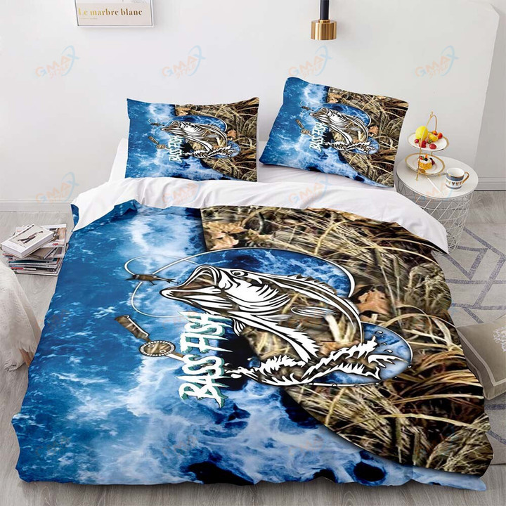 Hunting Fishing Bedding Set 3D Abstract Duvet Cover Quilt Cover With Zipper Queen Double Comforter Sets Kids Gifts No Bed Sheet