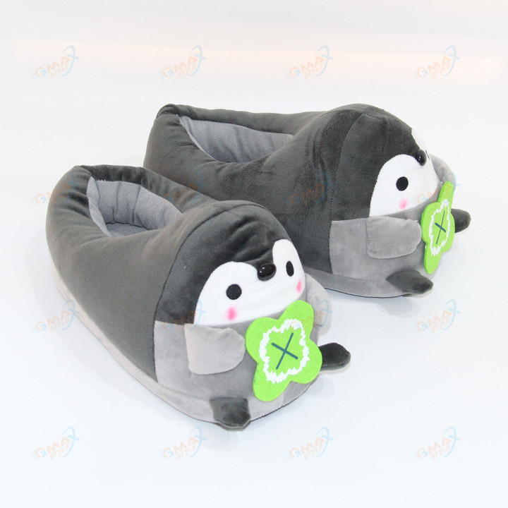 New Gray Penguin Slippers Plush