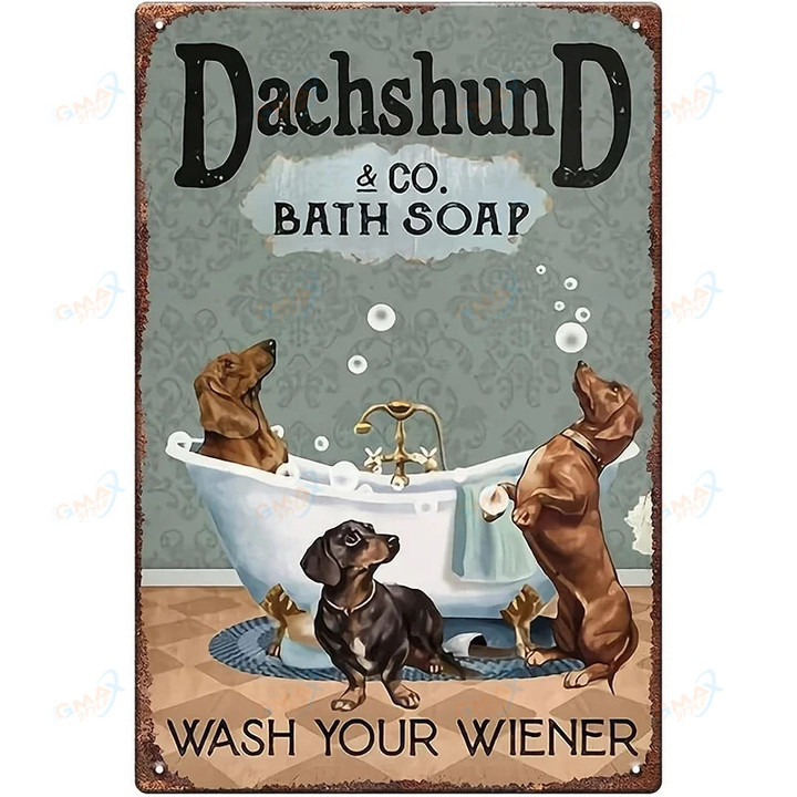 1pc Funny Bathroom Signs Dachshund Gifts Metal Signs