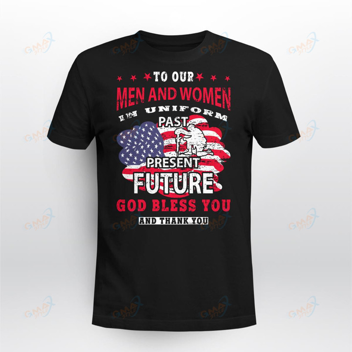 Men-and-women-in-uniform veterans t-shirt