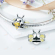 Sterling Silver Bee Embraces Heart Gemstone Charm Bead Fit Original Pan Charm Bracelets Jewelry