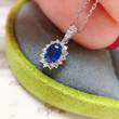 High Quality Blue CZ Sunflower Shaped Necklace for Women Silver Color Fashion Versatile Neck Jewelry Nice Gift for Friend