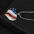 USA Labor Day American Flag Enamel Blue & Red Crystal Rhinestone Heart Patriotic 4th of July Independence Day Pendant Necklaces