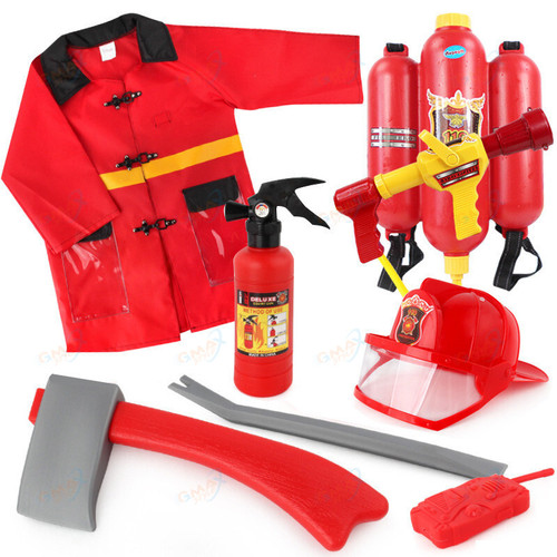 Children Simulation Plastic Pretend Toy Fireman Cosplay Accessories Sets With Axe and Extinguiher for Kids Gift