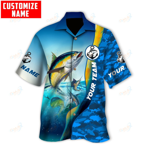 Custom Name Sport Fishing Team 3D Design Fishing Hawaii Shirt