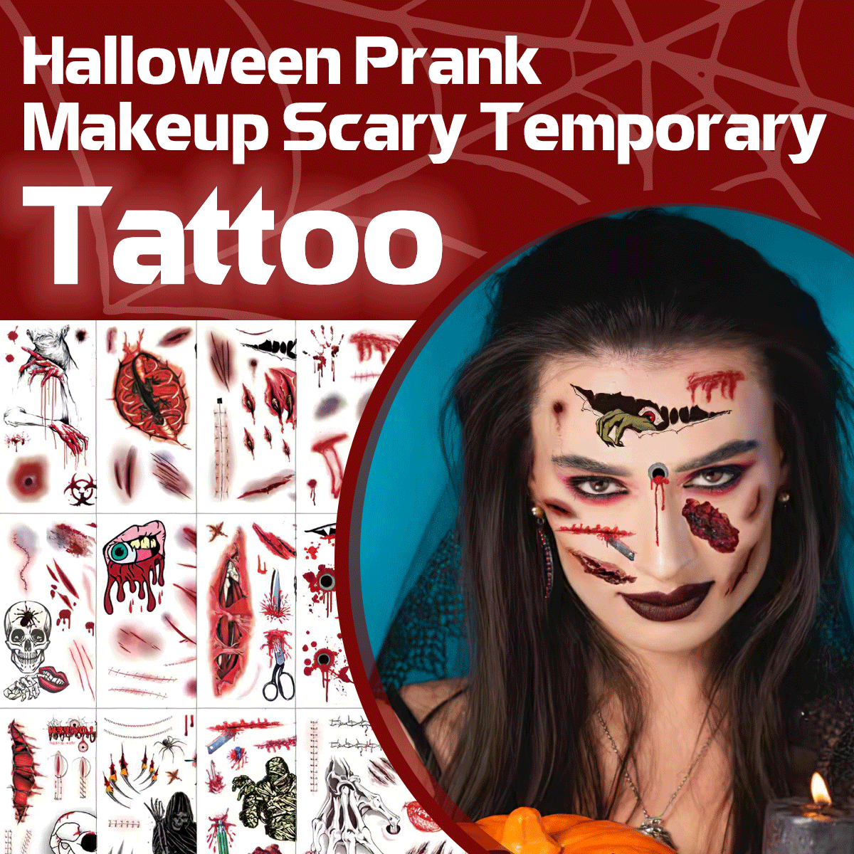 Halloween Prank Makeup Scary Temporary Tattoo