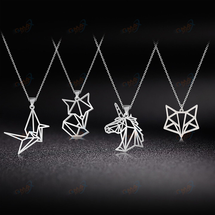 Fox Crane Pendant Necklace Women Girls Stainless Steel Necklaces Jewelry