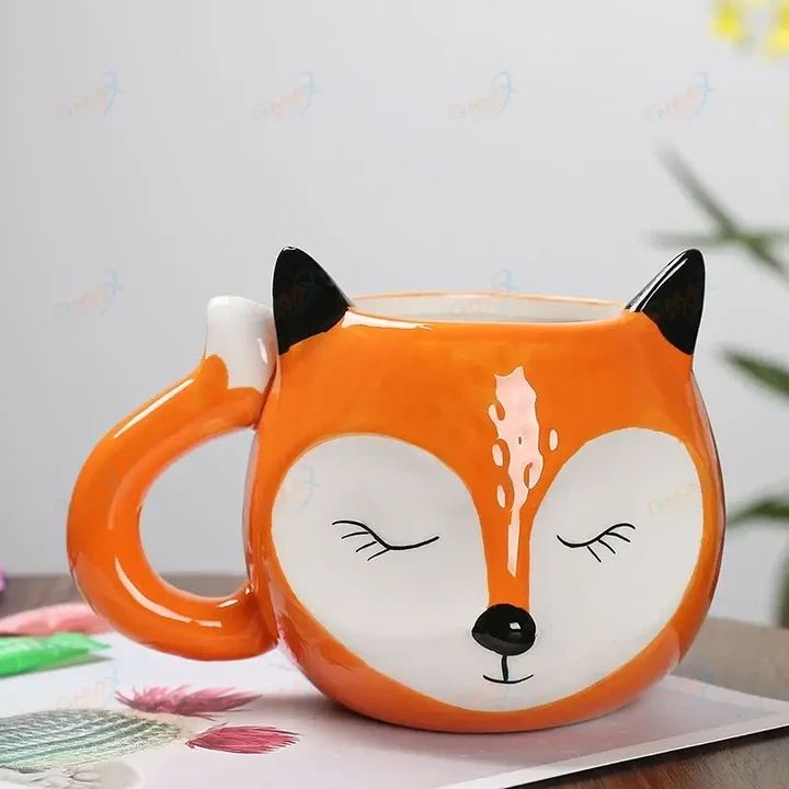350ML Creative Fox Ceramic Mug Swan Whale 3D Cartoon Coffee mugs with Handle