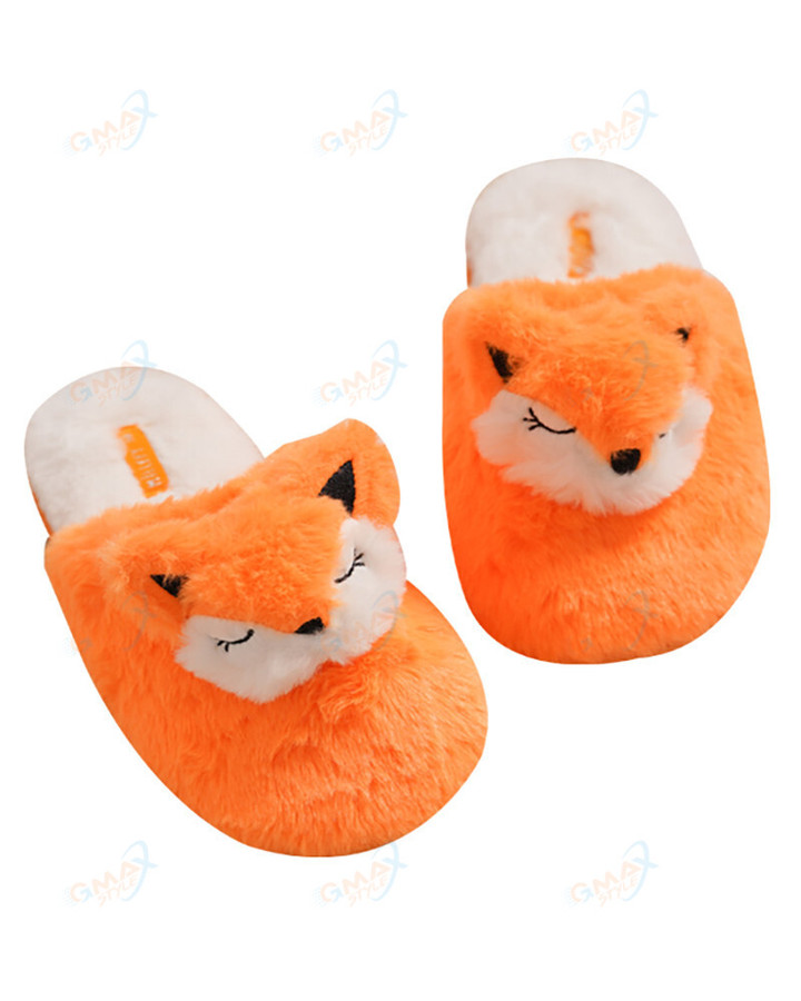 Cute Fox Slippers Flat Furry Home Cartoon Panda Slippers unisex Couple