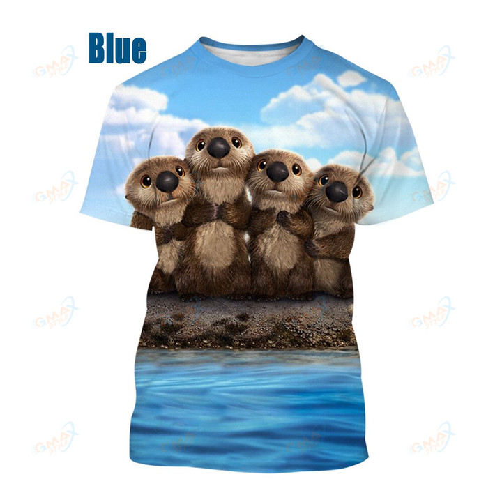 Otters 3d Printing Men and Women Fun Cute T-shirt