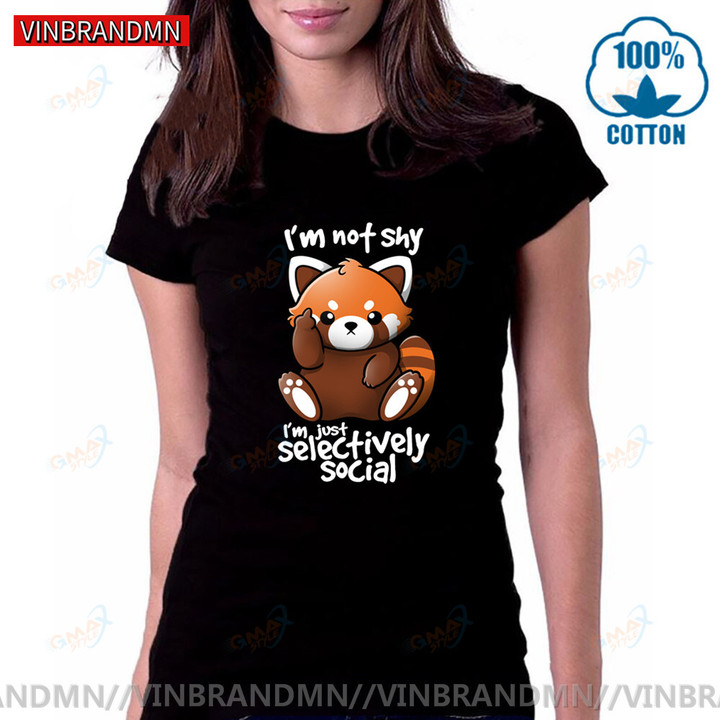 Red panda T shirt women Funny selectively social T-shirt