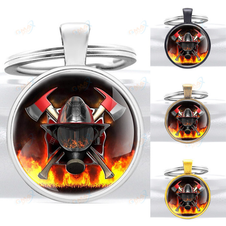 Great Firefighter Emergency Rescue Pendant Key Rings Classic Men Women Jewelry Gifts Keychains