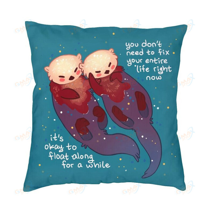 Cute Couple Otters Sofa Cushion Cover