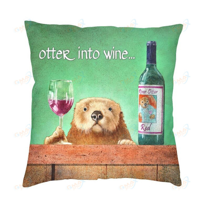 Otter Into Wine Cushion Covers
