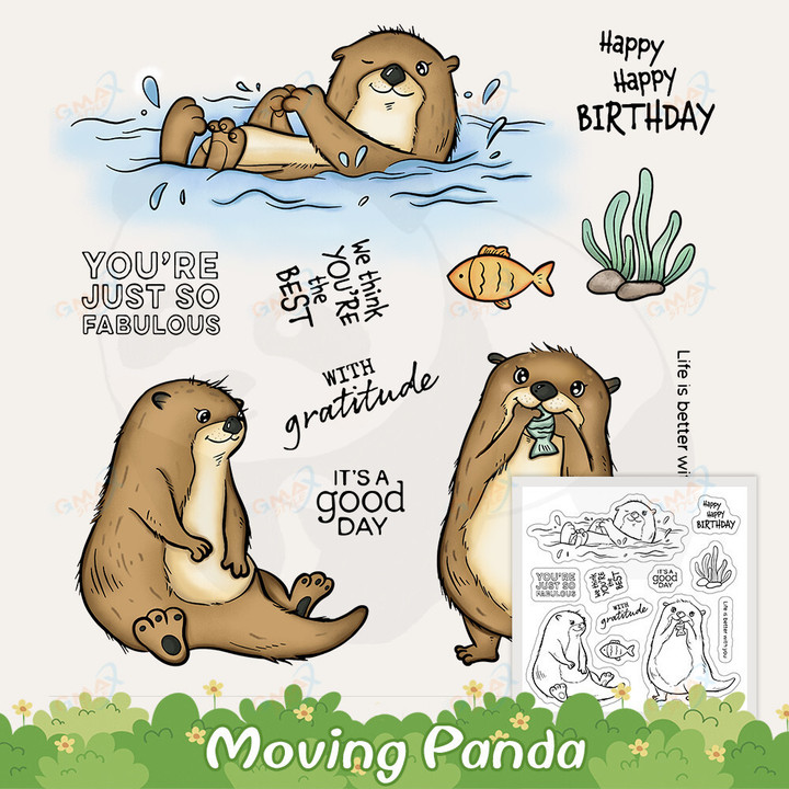 Birthday Otter Clear Stamps Metal Cutting Dies