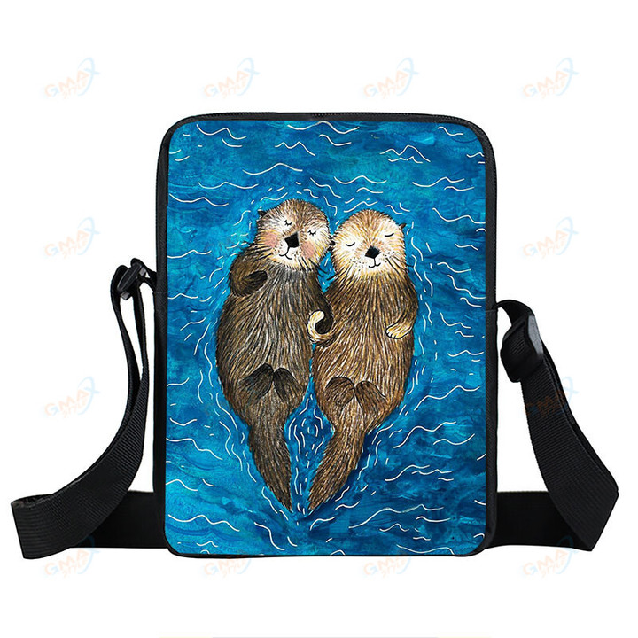 Funny Otters Print Messenger Bag Women Handbags