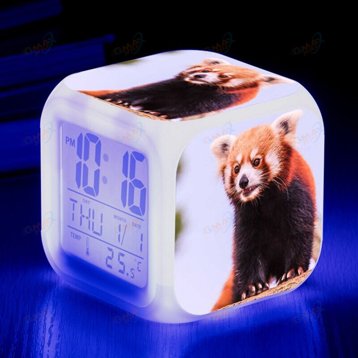 Alarm Clock Red Panda temperatura Luminous Digital Watch Backlight LED 7 Color
