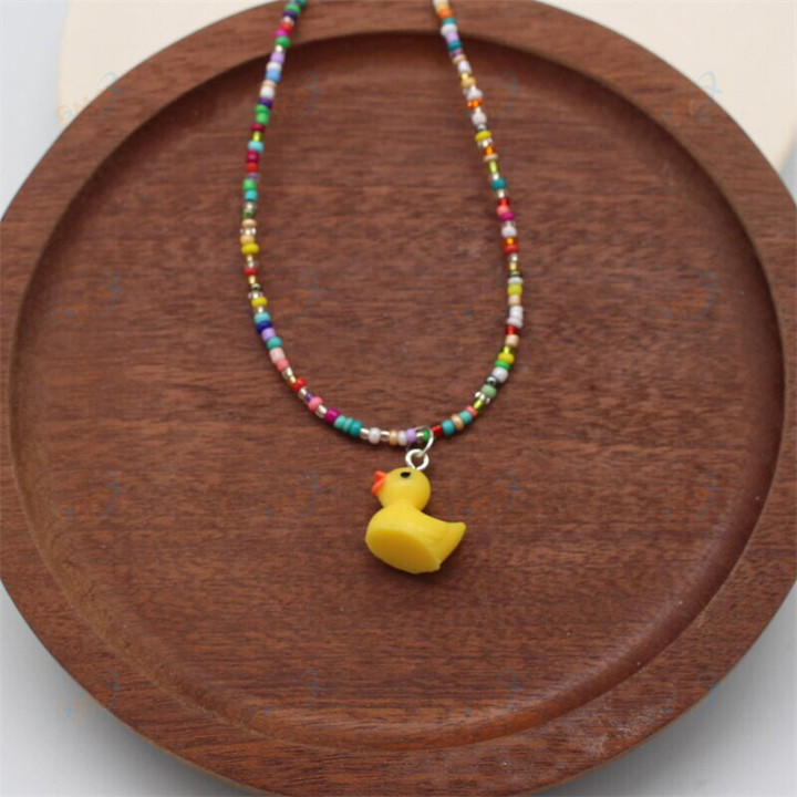 Cute Small Little Yellow Duck Charms Pendant Necklace
