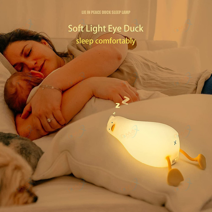 Duck Nightlights Led Night Light Rechargeable Silicone Lamp Patting Switch Children Kid Bedroom Decoration Birthday Gift