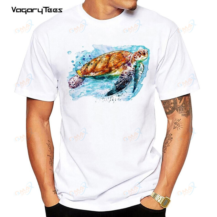 Funny Watercolor Sea Turtle t shirt For Men