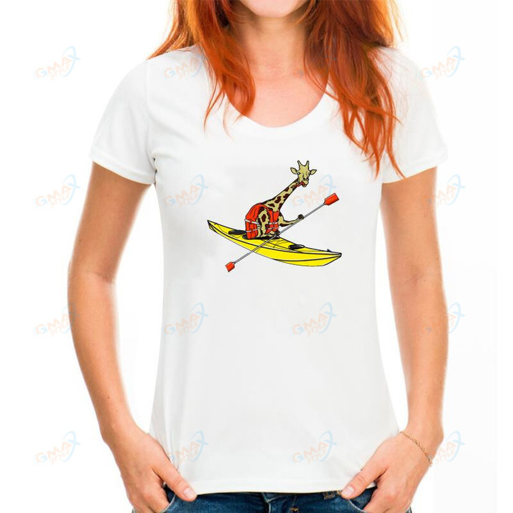 Men t-shirt Short sleeve Giraffe Sea Kayaking t-shirt tee tops