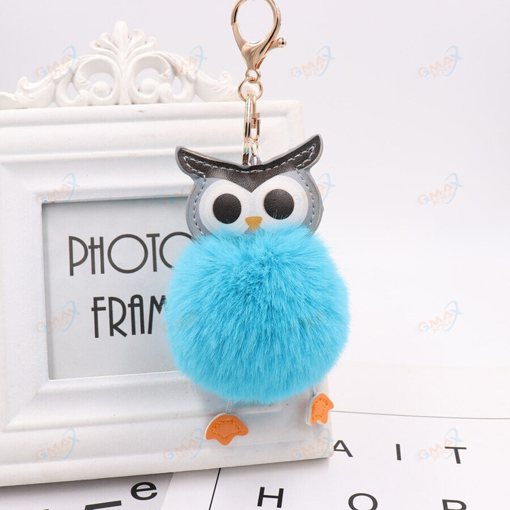Cute Owl Keychain pom pom Key Chain Jewelry