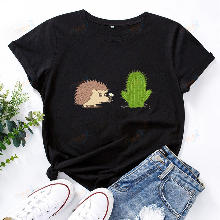 Hedgehog and Cactus T-shirt Women
