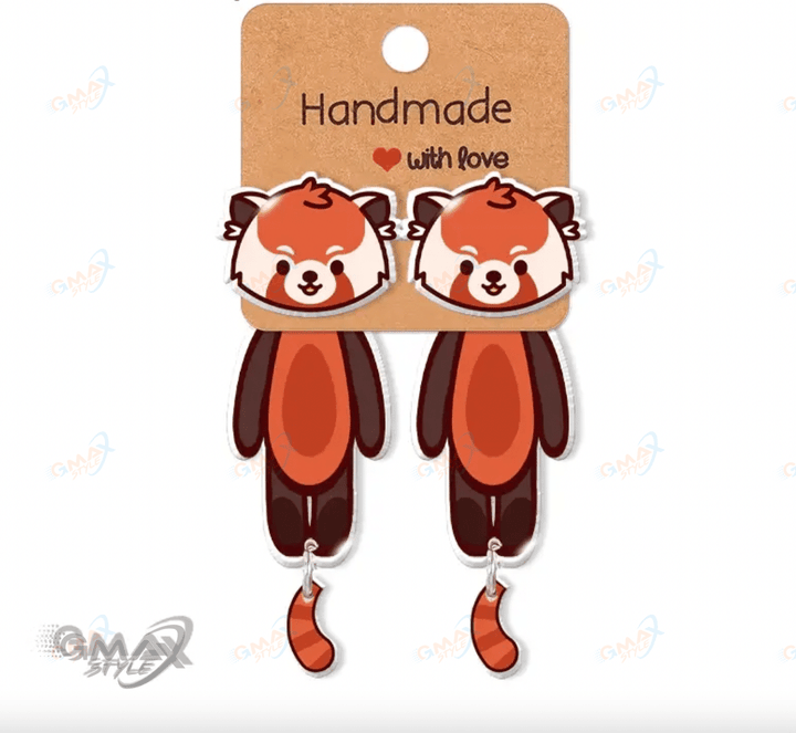 Red panda Earrings Dangle