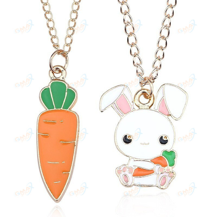 Cute Rabbit Necklace Carrot Charm Pendant Fashion Enamel Bunny Animal Necklaces For Women Girls Christmas Gifts
