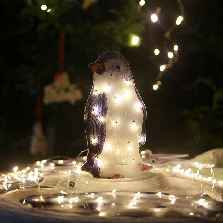 Christmas Penguin Acrylic 50 LED Lamp garden decoration Light Stake Xmas Decor
