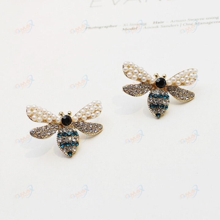 Bee Animal Drop Earrings pearl Rhinestone Bee Hoop Earrings For Women