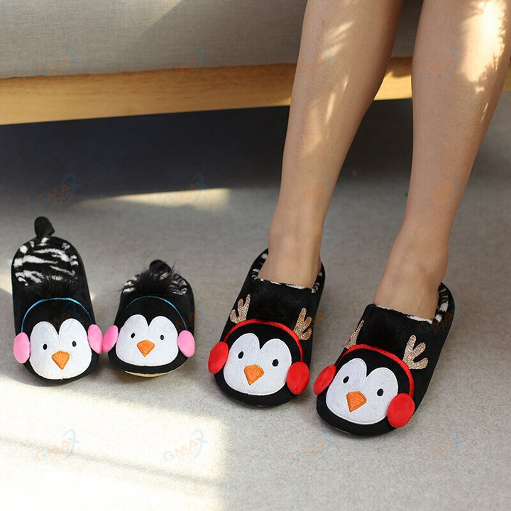 Penguin Special Fur Slippers Unisex Cute Shoes Men Women Winter Slippers