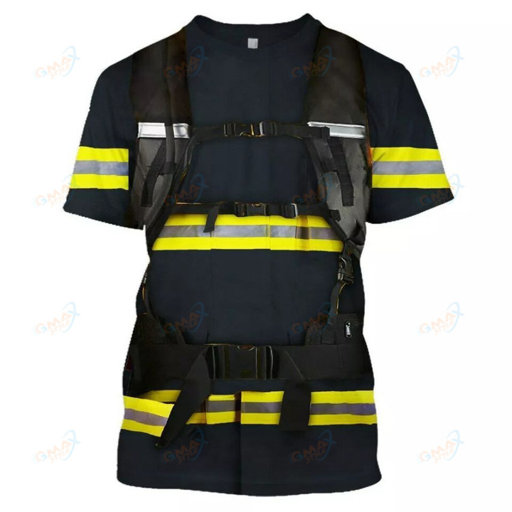 firefighter street cool explosion T-shirt summer leisure Tops