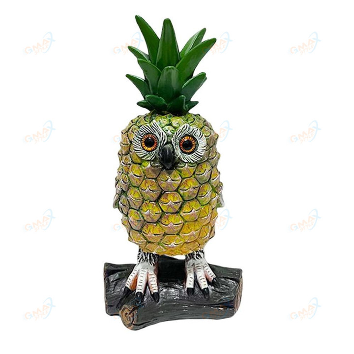 Pineapple Owl Statue Whimsical Funny Resin Art Gnome Figurine Sculpture Pineapple Owl Decoration for Balcony Yards Garden Office
