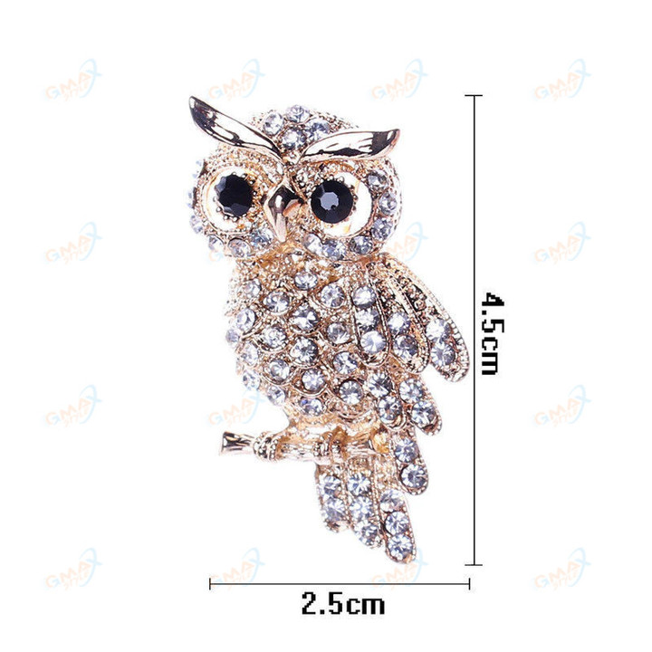 Blue Eyes Enamel Pins Rhinestone Couple Owl Brooch Animal Brooches For Women Men Clothes Scarf Buckle Collar Jewelry Pins