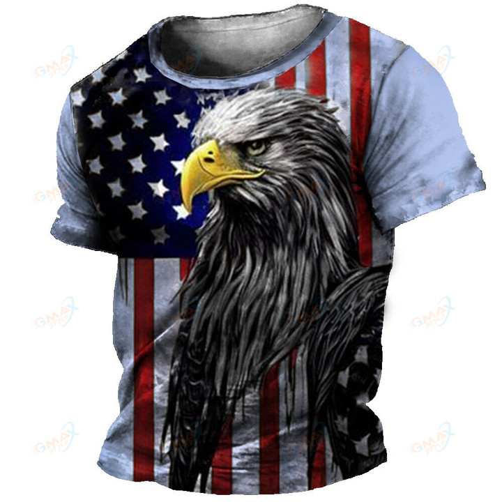Men'S T-Shirt Fierce Eagle 3d Printing Short Sleeve Loose Oversized Shirt Daily Casual Male Tops Men'S Round Neck Clothing