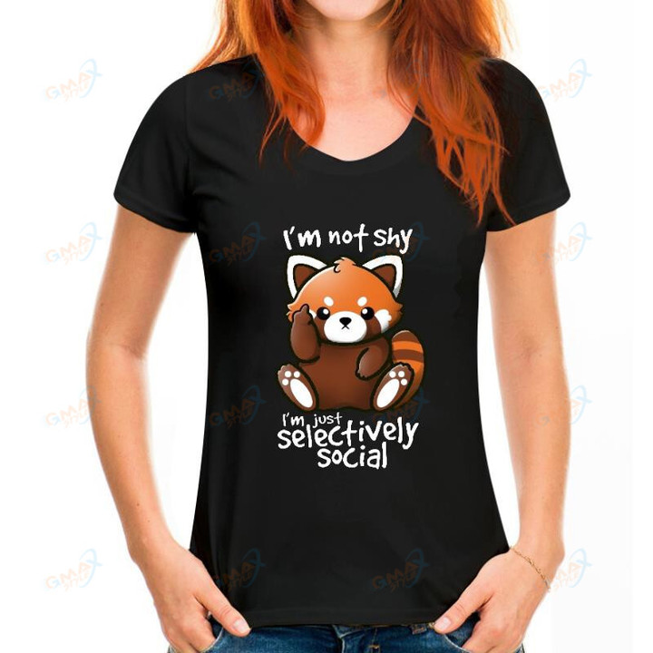 Red Panda T Shirt Men Funny Selectively Social T-shirt