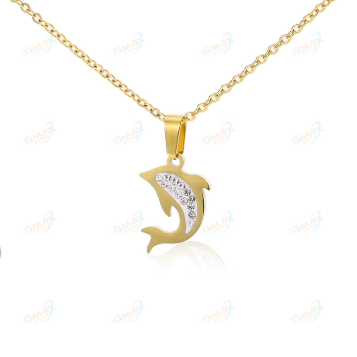 dolphin Zircon charm Necklaces Chain
