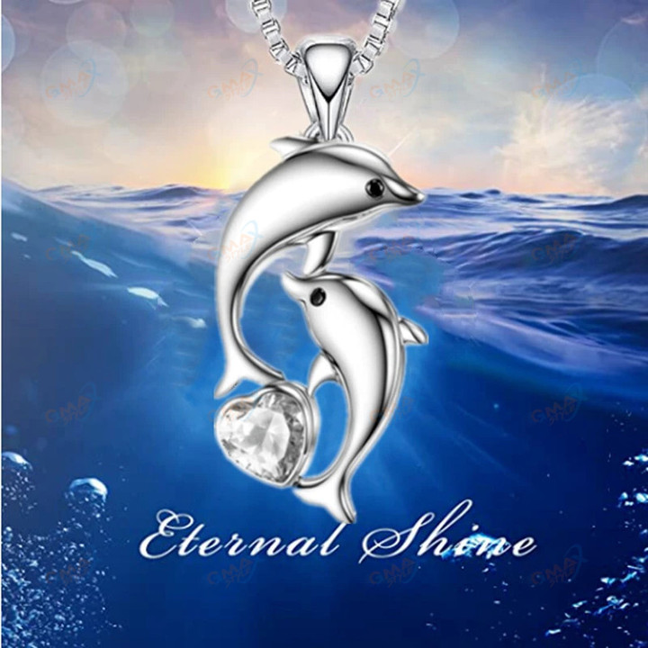 Couple Dolphin Necklace Luxury Animal Jewelry