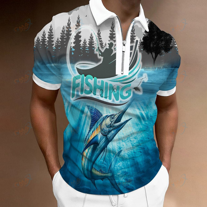 Hawaii Fishing Club Style Polo Shirts for Men