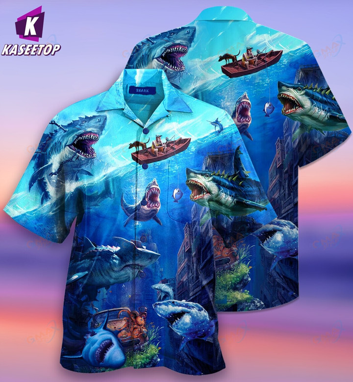 Men's Fishing Shark Hawaiian Shirts