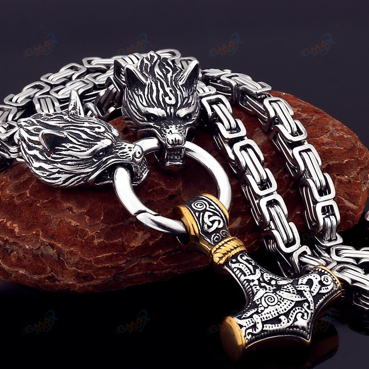 Nordic Celtic Wolf Men's Necklace Pendant