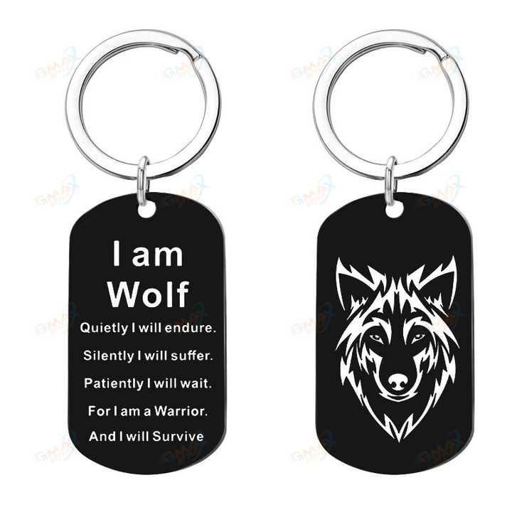 Fashion Men Women's Stainless Steel Wolf Head Dog Tag Pendant Necklace Gift