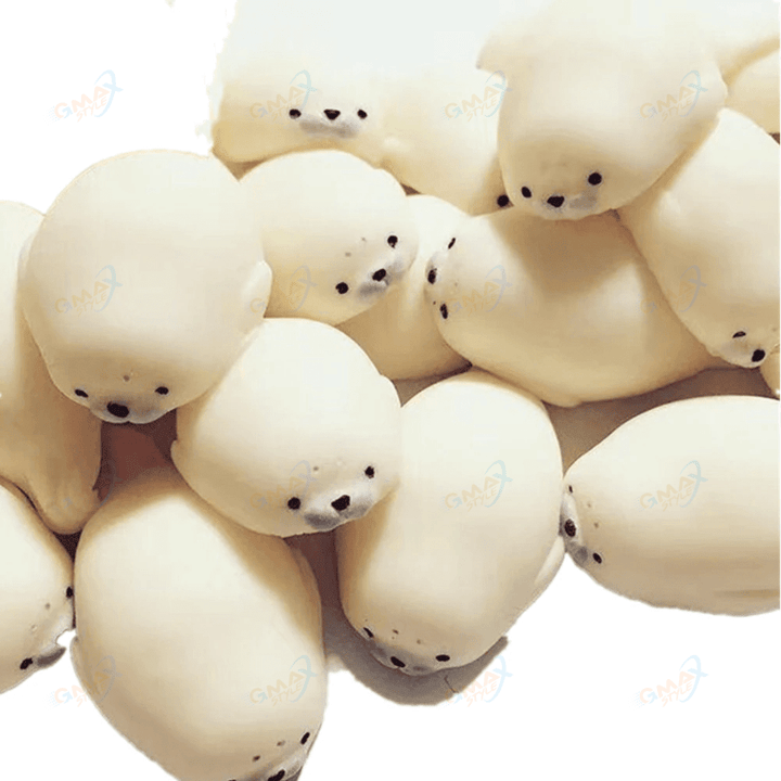 Cute Soft White Seal Stress Relieve Squeeze Healing Toy