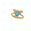 Sweet Cute Blue Crystal Bee Ring For Women Exquisite Elegant Female Wedding Gold Color Ring Jewelry