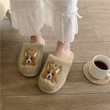 Cute Cartoon Corgi Indoor Fur Slippers For Women Winter Keep Warm Plush Bedroom Beige Velvet Girls Fuzzy Slippers