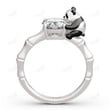 NEW Cute Panda Holding Zircon Bamboo Opening Adjustable Ring For Women Exquisite Jewelry