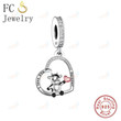 Fit Original Charms Bracelet The Cow Hand With Heart I Love You Forever Bead For Making Women Berloque DIY
