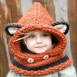 Winter Kids Fox Ears Handmade Beanie Hat Scarf Sets for 1~10 Year Old Children Girls